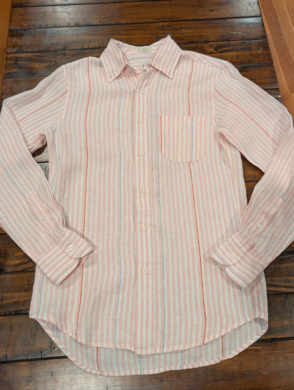 J. Crew Baird Mcnutt Irish Linen Button Down Long Sleeve Striped Slim Fit
